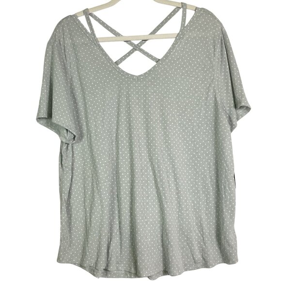 NWT Old Navy Active Gray with White Polka Dot Tee, XXL, Poly/Rayon - Picture 1 of 8